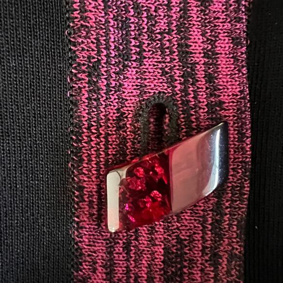 Misook 3 Pc Pantsuit Black Fuchsia Knit Cardigan Shell Vintage 80s L - Picture 8 of 13